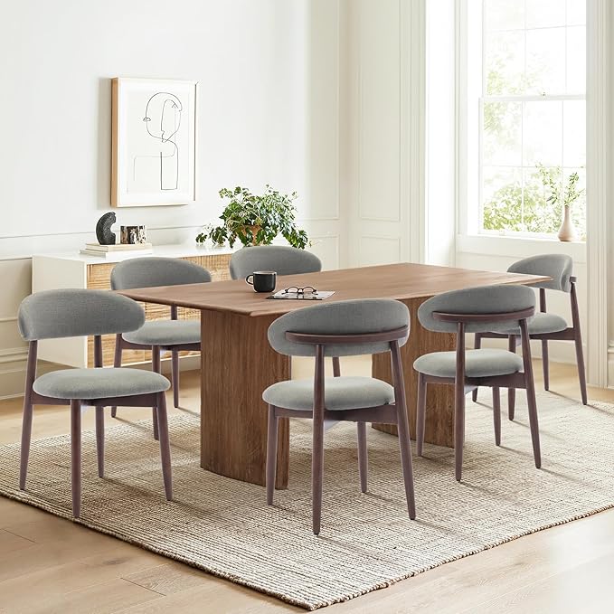 COLAMY Wooden Dining Chairs Set of 6, Modern Fabric Upholstered Kitchen Side by COLAMYINC