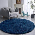 FJZFING Navy Blue Round Rug Ultra-Soft Plush Modern 4x4 Circle Area Rug by FJZFING