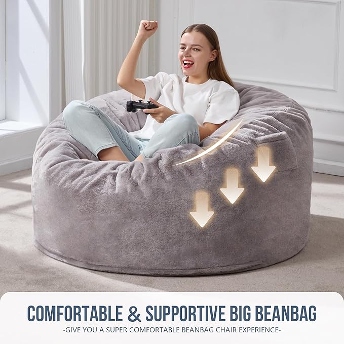 Hobestluk 4ft Bean Bag Chairs for Adults Large Beanbag Chair - Image 6