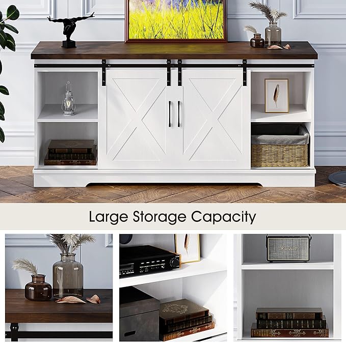 IDEALHOUSE Farmhouse Tv Stand for 65 inch TVs, Entertainment Center - Image 6