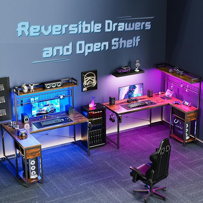 PRAISUN L Shaped Gaming Desk - Image 3