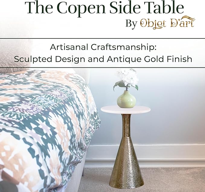 OBJET D'ART Small Round Gold End Tables, Vintage Metal Accent, Coctail and - Image 4