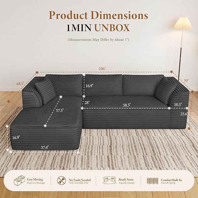 Vesgantti 106" Boneless Couch - Image 2