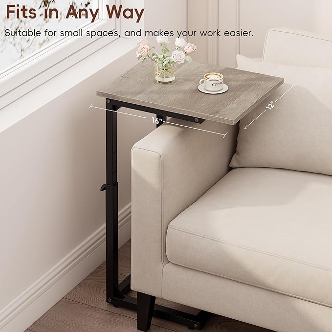 Vagusicc C Shaped End Table, Sofa Table That Slide Under, C Table End Table TV - Image 6