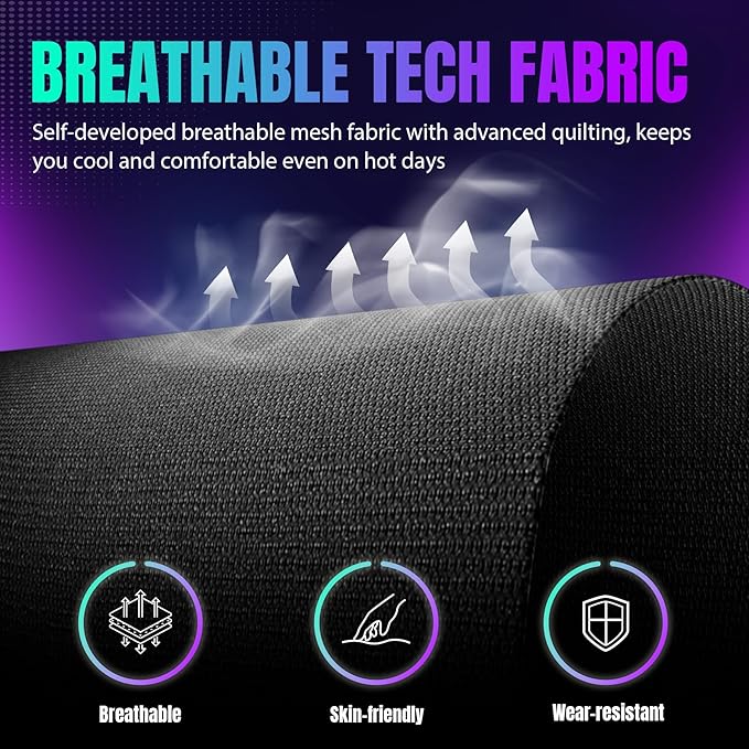 GTRACING Gaming Chair with Foot Rest & Racing Style RGB LED Lights, Breathable - Image 9