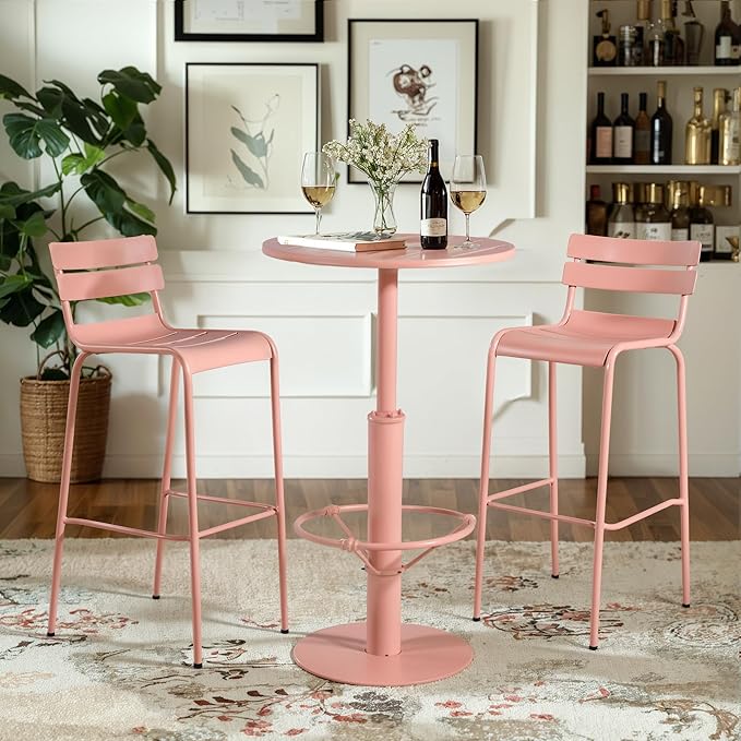 42" Tall Modern Industrial Bar Table-23.6" Dia Round Metal Top Standing Pub - Image 7