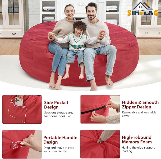 7FT Bean Bag Chair, Large Bean Bag Chairs - Image 4