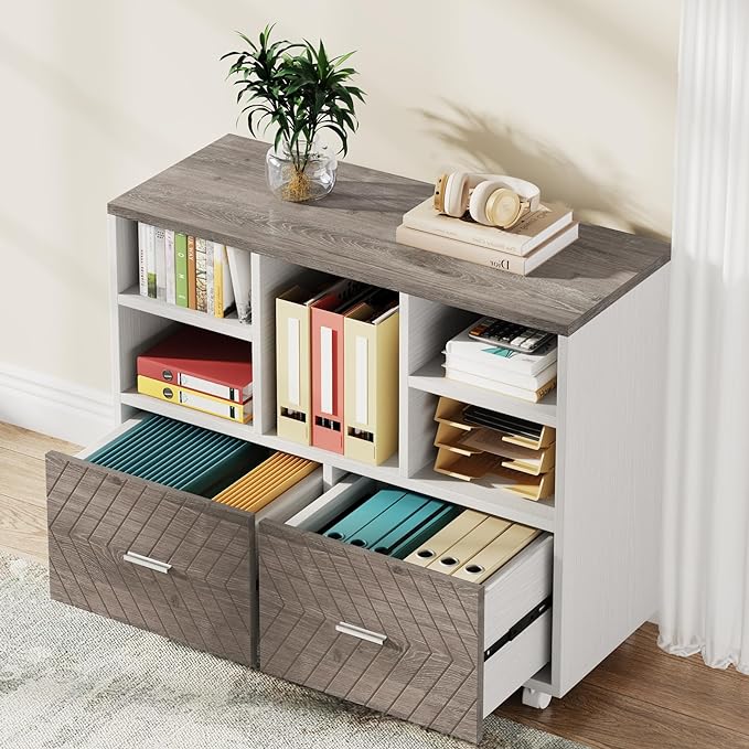 Tribesigns 2-Drawer Wood File Cabinet, Mobile Lateral Filing Cabinet by Tribesigns