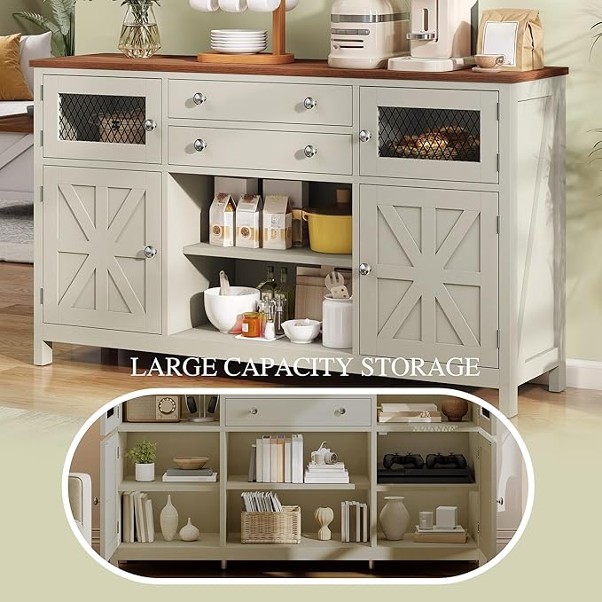 YITAHOME Farmhouse TV Stand for 65/55 Inch Television, Entertainment Center - Image 5