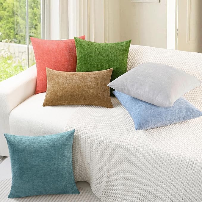 CaliTime Throw Pillow Covers Decorative 16 X 16 Inches Pack of 2 Cozy Chenille - Image 4