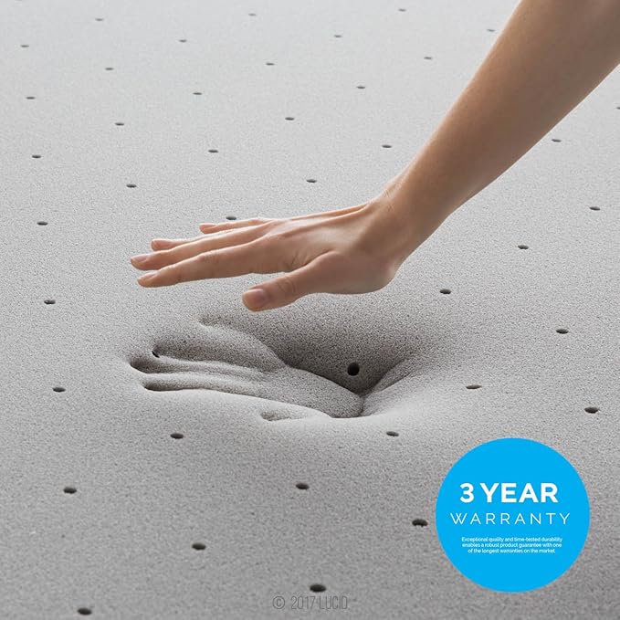 Lucid 3 Inch Ventilated Bamboo Charcoal Memory Foam Mattress Topper, - Image 7