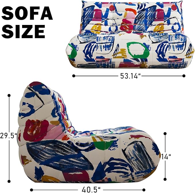 Bean Bag Chair, Loveseat Fireside Chair Bean Bag Sofa Large Bean Bag Chair - Image 2