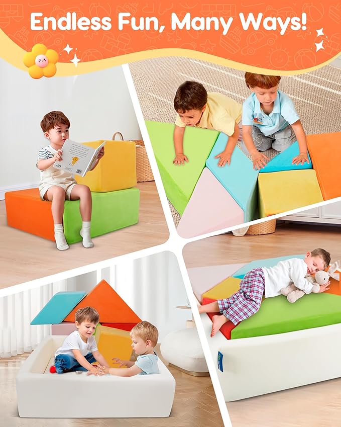Kids Play Sofa, Tangram Square Puzzles Couch Furniture, Modular Kids Play - Image 7