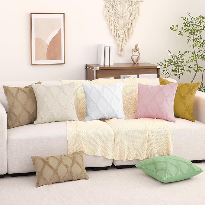 decorUhome Throw Pillow Covers 22x22 Inch Set of 2, Soft Plush Faux Fur Wool - Image 9