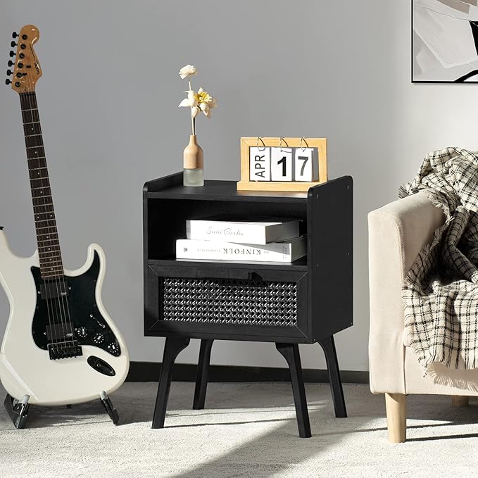 Lerliuo Rattan Nightstand, Side Table - Image 2