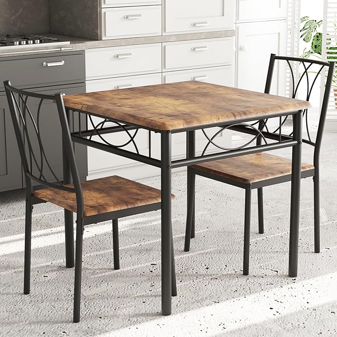 IDEALHOUSE Dining Table Set for 2, Kitchen Table and Chairs for 2, Rectangular by IDEALHOUSE