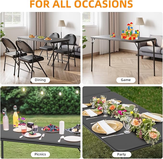 IDEALHOUSE Protable Folding Table and Chairs, 5 Piece Folding Card Table and - Image 7