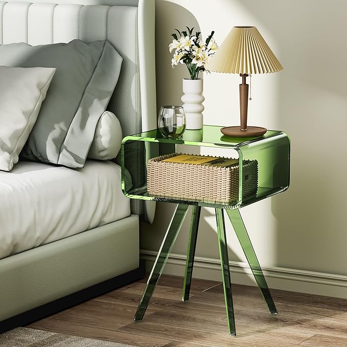 Acrylic Side Table, Acrylic Nightstand Bedside Table - Image 2