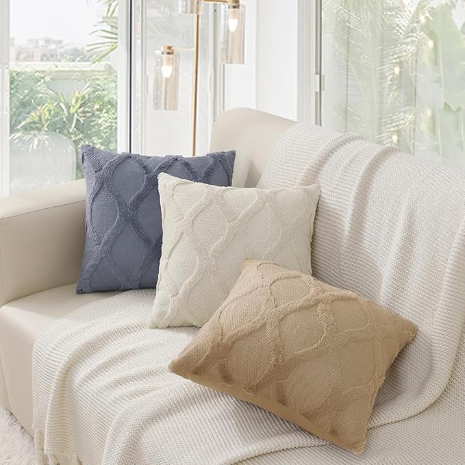 decorUhome Throw Pillow Covers 26x26 Inch Set of 2, Soft Plush Faux Fur Wool - Image 7
