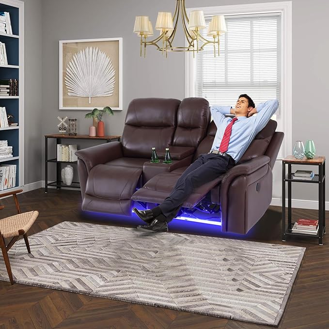 Nicbex PU Leather Power Wall Hugger Chair Double Reclining Sectional Sofa by NicBex