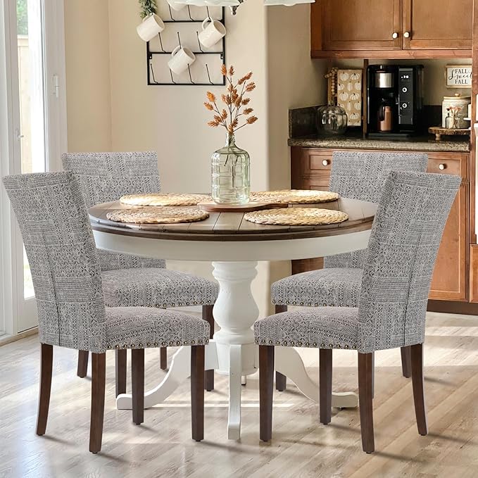 COLAMY Upholstered Parsons Dining Chairs Set of 6, Fabric Dining Room Kitchen - Image 2