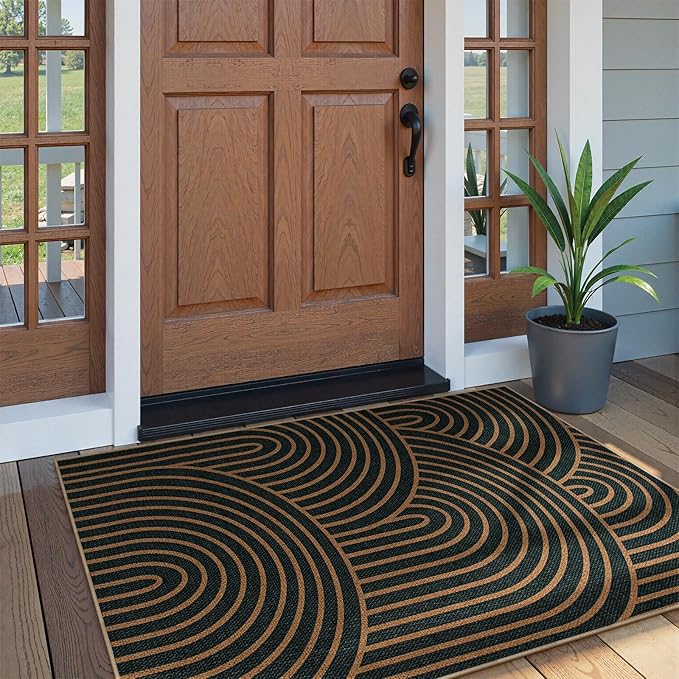 Lahome Modern Rainbow Easy Jute Patio Rug, 3x5 Washable Rugs - Image 2