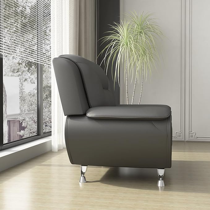 Container Furniture Direct Michael Modern Faux Leather Upholstered Stainless - Image 14