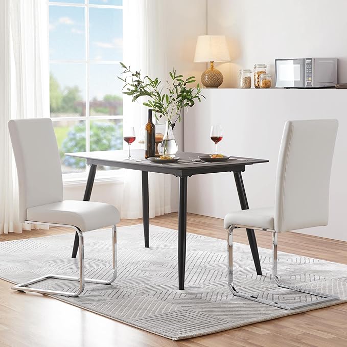 Yaheetech Dining Chairs Set of 2 Modern Faux Leather Upholstered Dining Room - Image 2