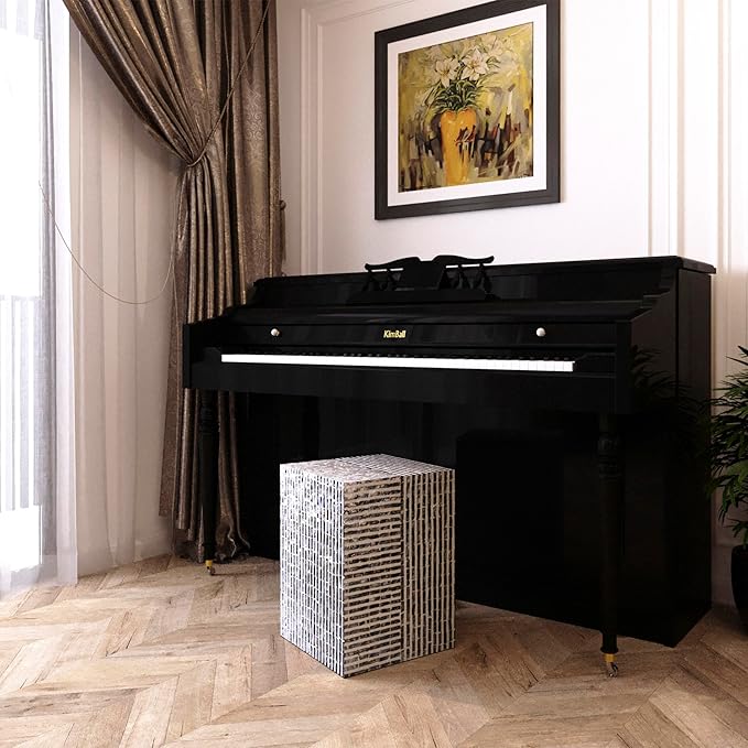 PEMAR Capiz Shell Square Drum End Table Side Accent Table Contemporary Mosaic - Image 7