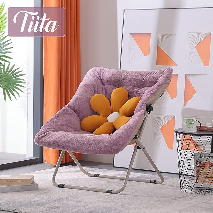 Tiita Comfy Folded Chair, Soft Faux Fur Oversized Folding Accent Chair - Image 7