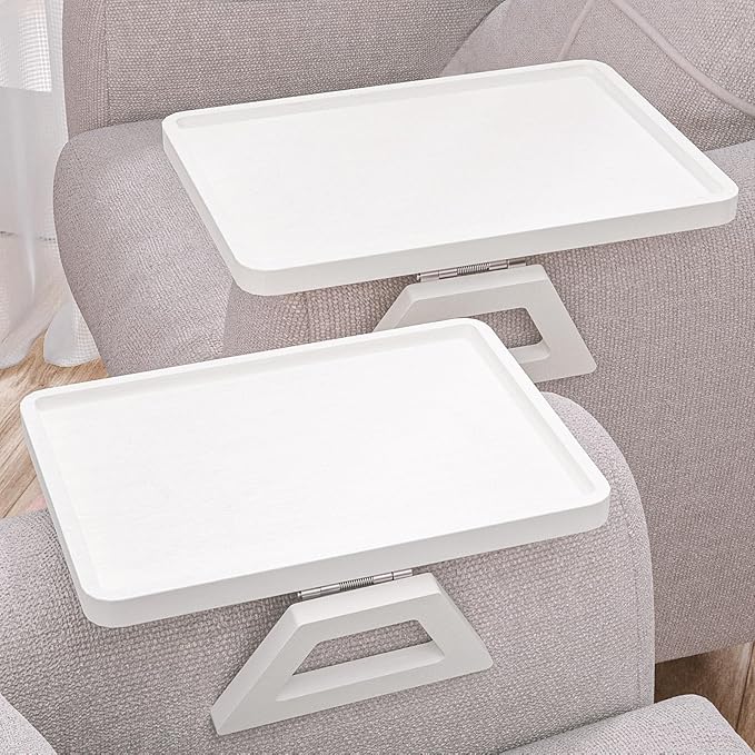 2 Pack Couch Arm Tray, Bamboo Folding Sofa Tray, Sofa Armrest Trays Clip-On by DANFOXER