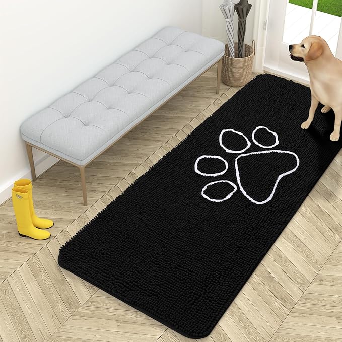 OLANLY Door Mat for Muddy Dog Paws 59x24, Ultra Absorbent Chenille Mud Doormat by OLANLY