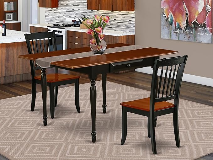 East West Furniture MZDA3-BCH-W 3 Piece Dinette Set - Image 2