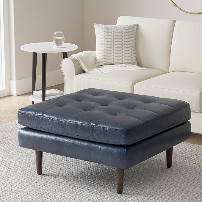 POLY & BARK Napa Ottoman in Full-Grain Semi-Aniline Italian Tanned Leather in - Image 2