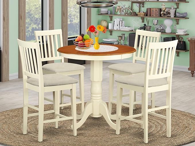 East West Furniture EDVN5-WHI-C 5 Piece Counter Height Dining Table Set - Image 2