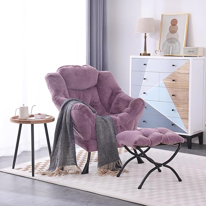 LITA Lazy Chair with Ottoman, Modern Accent Leisure Upholstered Sofa Chair - Image 2