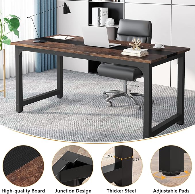 Tribesigns 70.8”Executive Desk, Large Office Computer Desk - Image 6