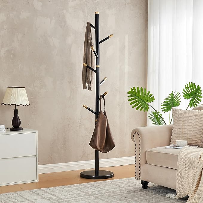 Uniclinens Coat Rack Freestanding Solid Wood Coat Tree Standing - Image 2