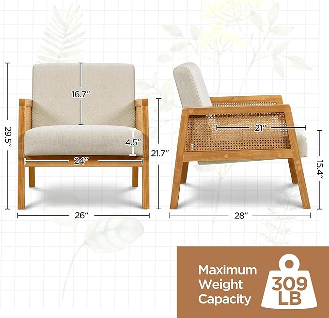 Yaheetech Beige Accent Chair, Armchair - Image 3