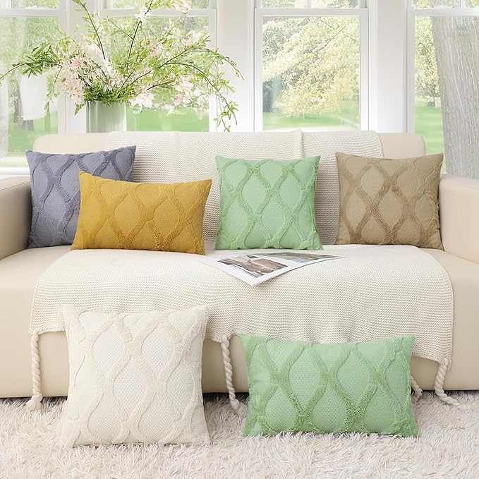 decorUhome Throw Pillow Covers 22x22 Inch Set of 2, Soft Plush Faux Fur Wool - Image 5