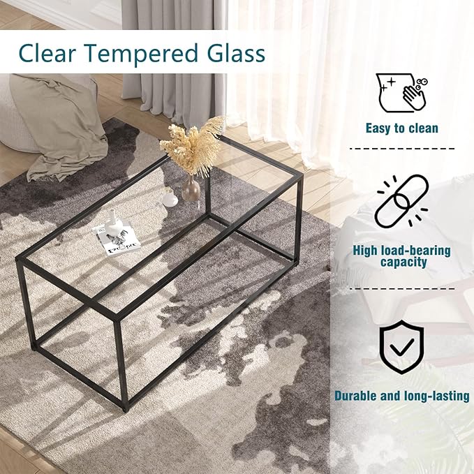 Glass Coffee Table Modern Center Table, Minimalist Coffee Table - Image 4