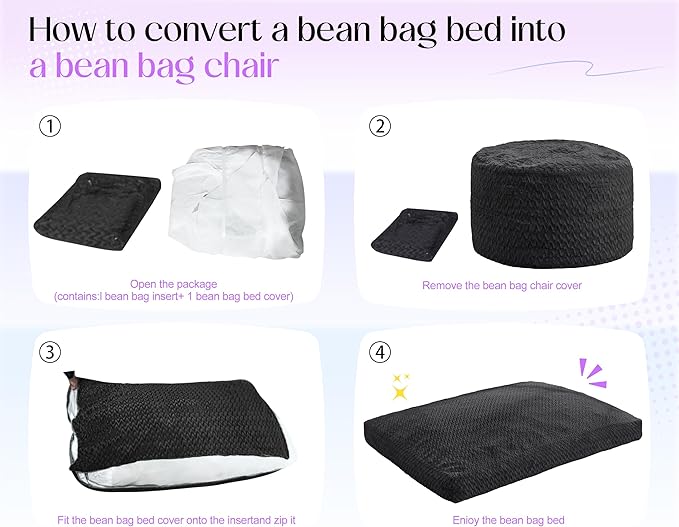 Hobestluk Bean Bag Chair Convertible Beanbag Chairs - Image 7