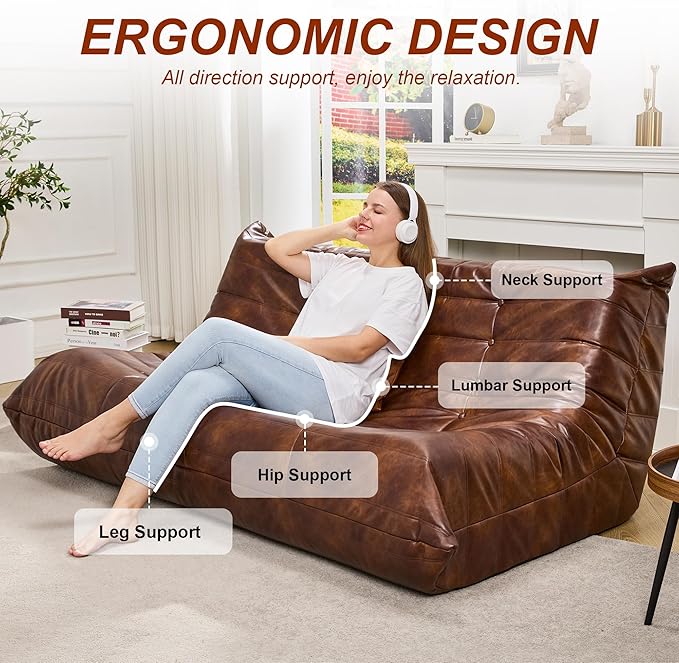 Hobestluk Bean Bag Chair Giant Bean Bag Sofa 3 Seater Bean Bag Chairs - Image 4