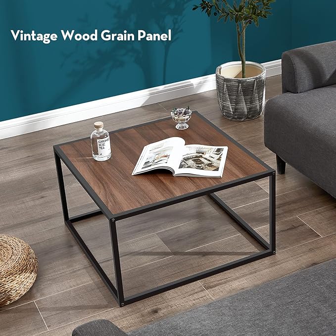SAYGOER Farmhouse Coffee Table Rustic Wood Coffee Tables Mid Century Modern - Image 4