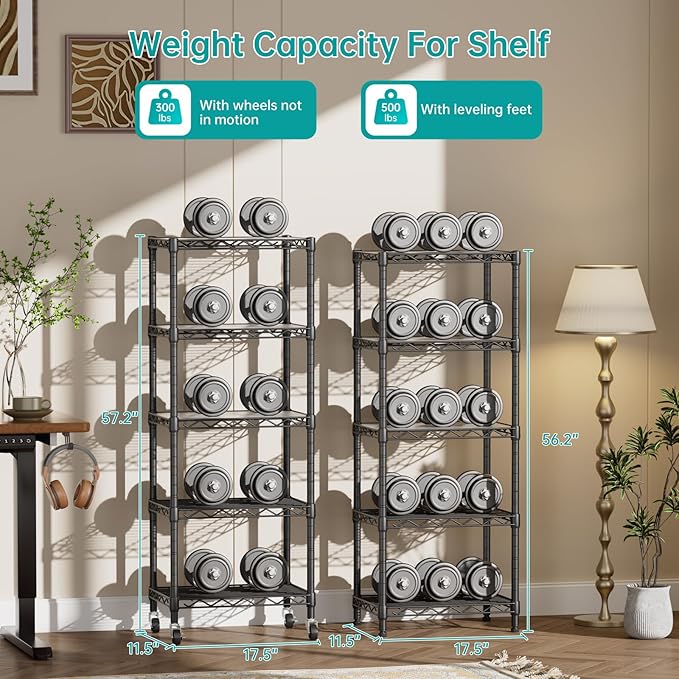 SINGAYE 5 Shelves Storage Shelf Wire Closet Bathroom Organizers Metal Pantry - Image 3