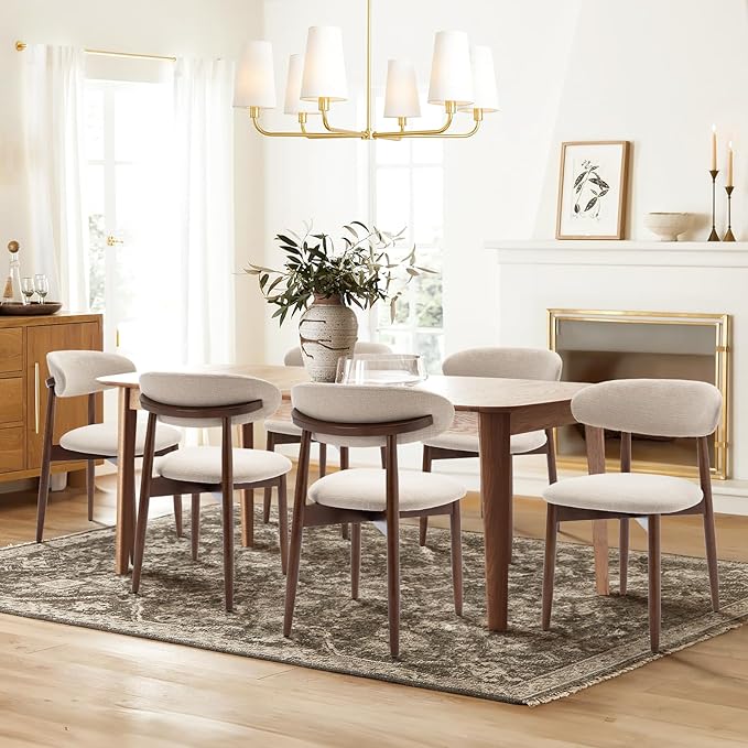 COLAMY Wooden Dining Chairs Set of 6, Modern Upholstered Fabric Dining Room - Image 6