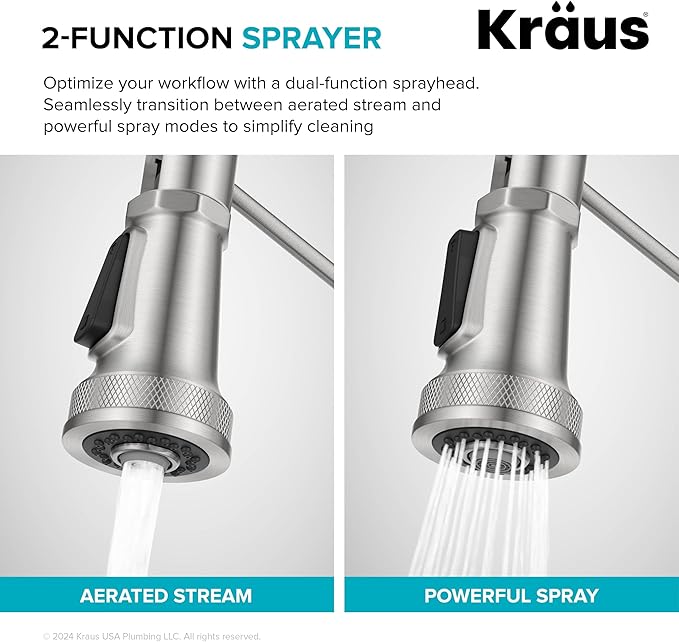 KRAUS Allyn Commercial Style 2-Function Single Handle Pull Down Kitchen Faucet - Image 9