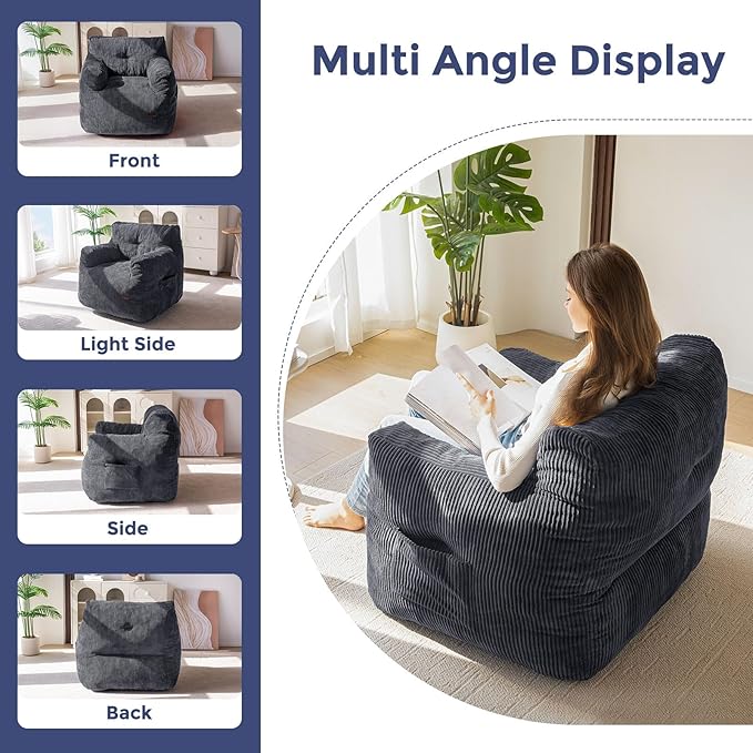 MAXYOYO Bean Bag Chair, Tufted Bean Bag Couch Lazy Chair, Living Room Sofa Couch - Image 7
