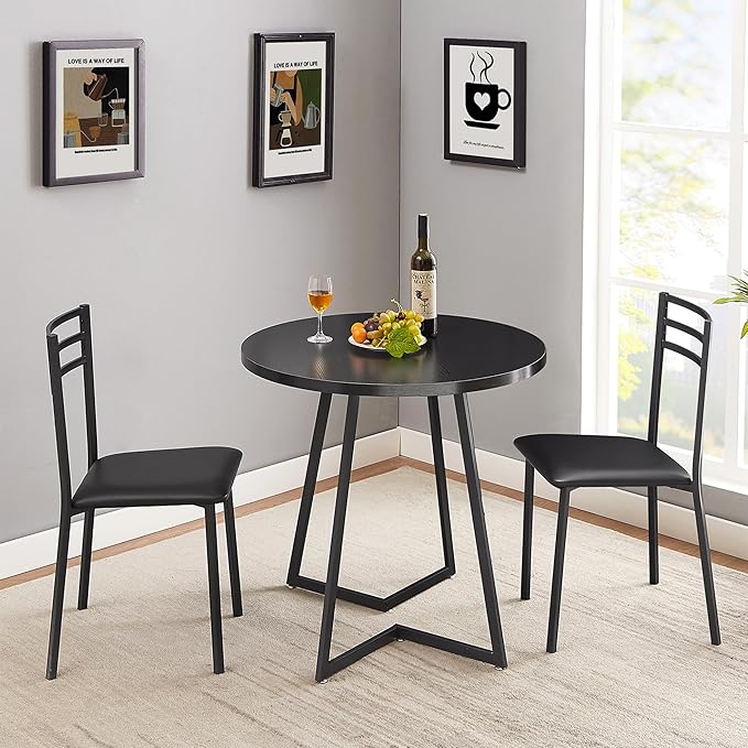 VECELO Small Round Dining Table Set - Image 3