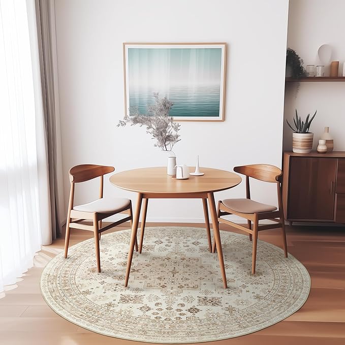zesthome 8ft Round Rugs for Living Room, Non-Slip Washable Round Area Rugs - Image 7